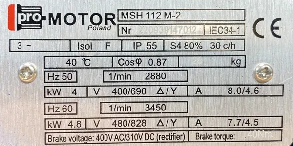 Silnik elektryczny 4kW 2880obr. 3fazowy HAMULEC - zdjęcie 2
