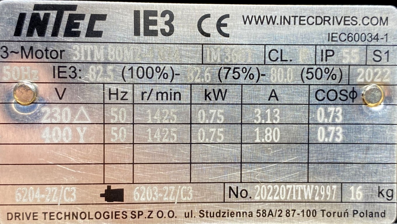 silnik elektryczny 0,75kW 1425obr. 3fazowy IE3 - zdjęcie 2