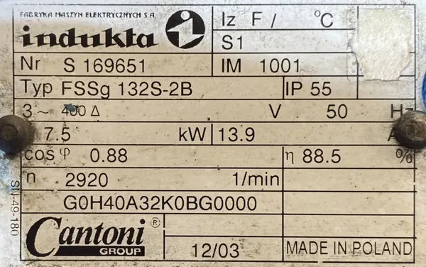Silnik elektryczny 7,5kW 2920obr. 3fazowy OBCE CHŁODZENIE INDUKTA - zdjęcie 2
