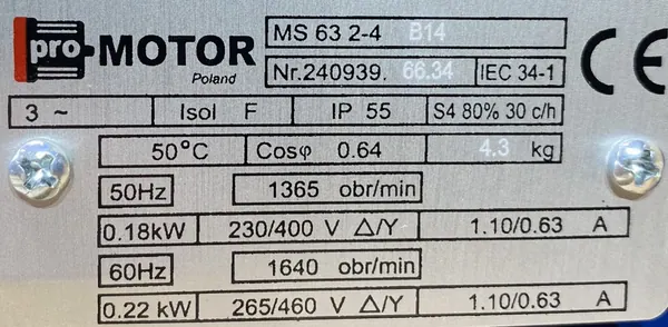 Motoreduktor / przekładnia 0,18kW 17obr. 3fazowy - zdjęcie 2