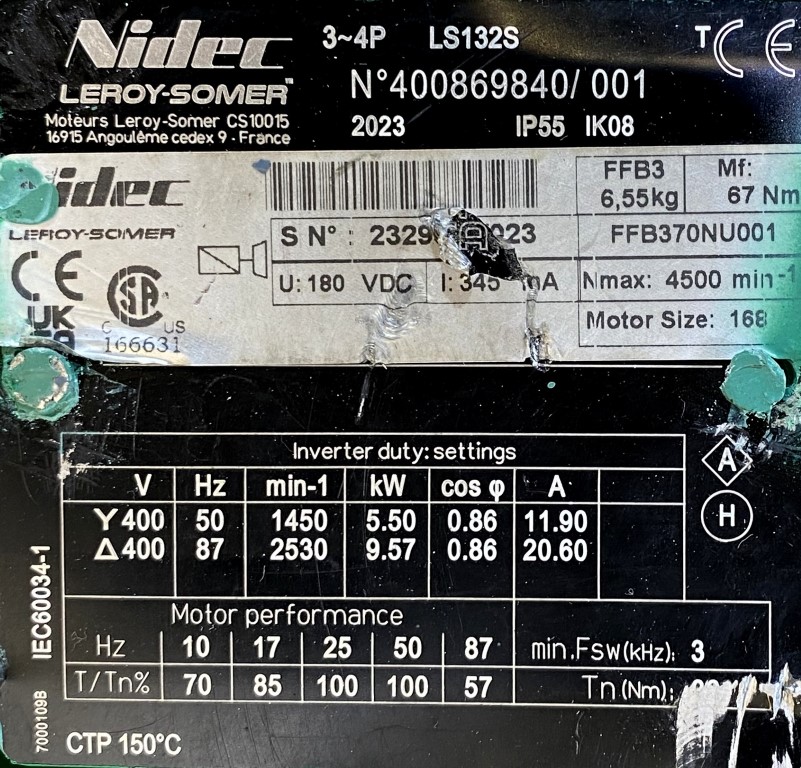 motoreduktor / przekładnia 5,5kW 67,13obr. HAMULEC - zdjęcie 3
