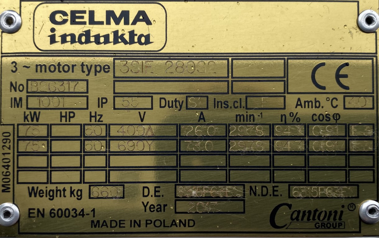 silnik elektryczny 75kW 2978obr. 3fazowy CELMA IE3 - zdjęcie 2
