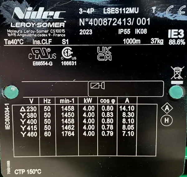 Silnik elektryczny 4kW 1458obr. 3fazowy HAMULEC IE3 - zdjęcie 2