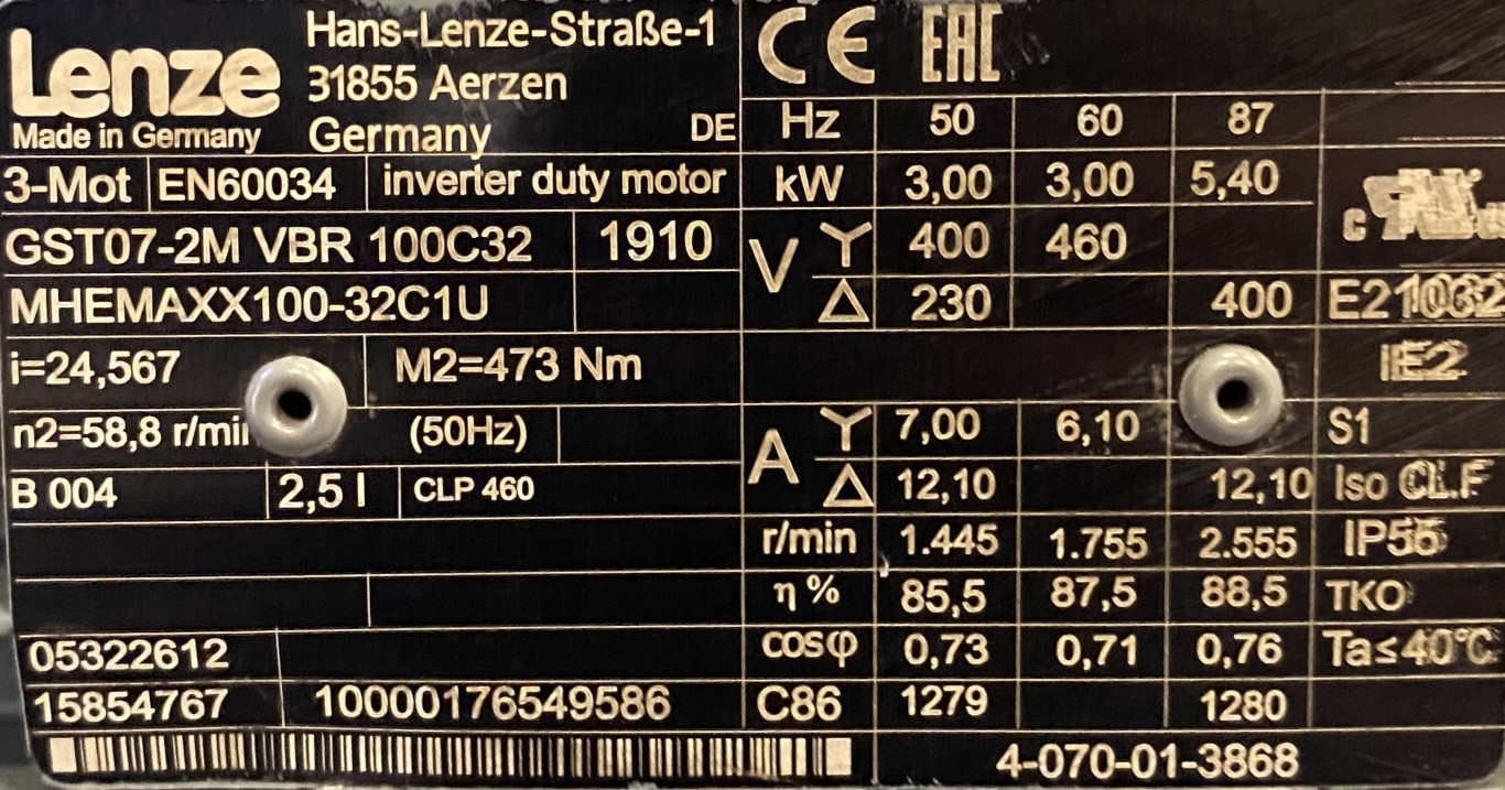 motoreduktor / przekładnia 3kW 58,8obr. Lenze - zdjęcie 2
