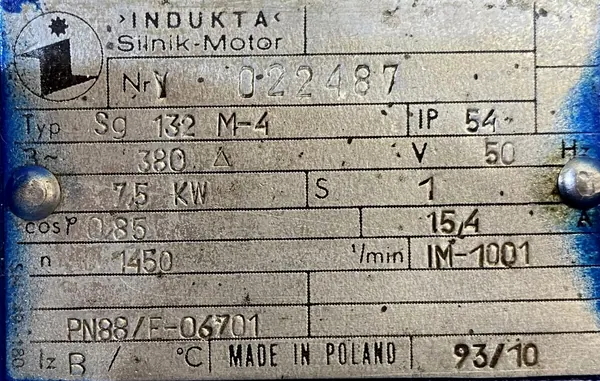 Silnik elektryczny 7,5kW 1450obr. 3fazowy INDUKTA - zdjęcie 2