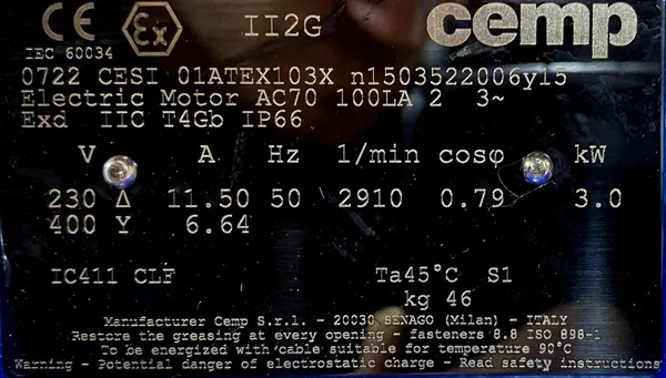 Silnik elektryczny 3kW 2910obr. 3fazowy Ex - zdjęcie 2