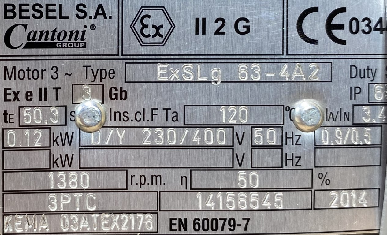 silnik elektryczny 0,12kW 1380obr. 3fazowy BESEL Ex - zdjęcie 2