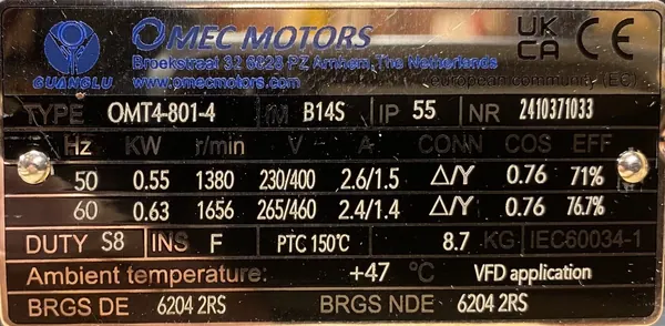 Motoreduktor / przekładnia 0,55kW 48obr. 3fazowy - zdjęcie 2