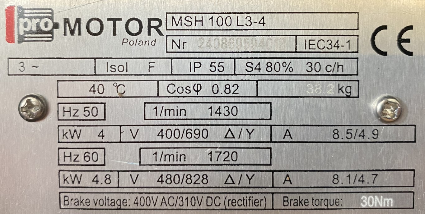silnik elektryczny 4kW 1420obr. 3fazowy HAMULEC - zdjęcie 2