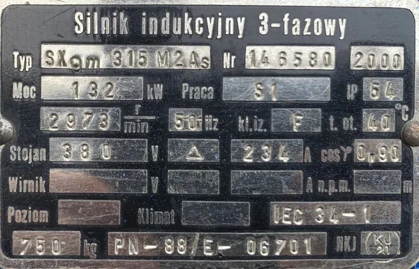 Silnik elektryczny 132kW 2973obr. 3fazowy EMIT - zdjęcie 2