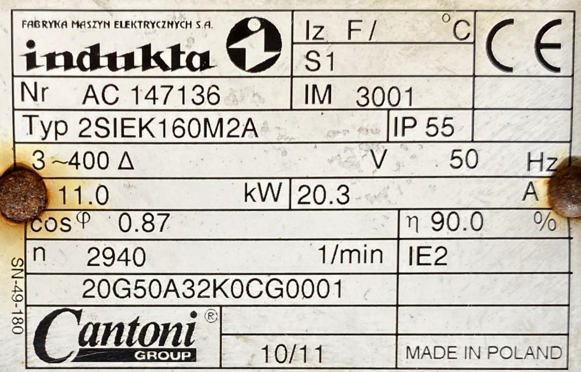 silnik elektryczny 11kW 2490obr. 3fazowy INDUKTA IE2 - zdjęcie 2