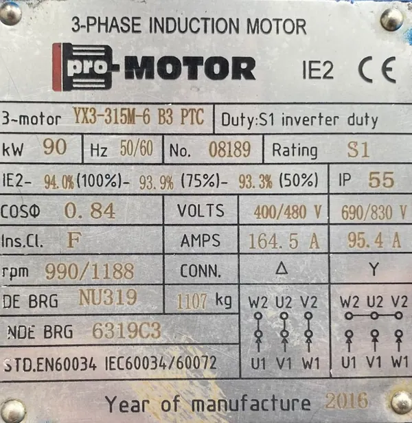 Silnik elektryczny 90kW 990obr. 3fazowy IE2 - zdjęcie 2