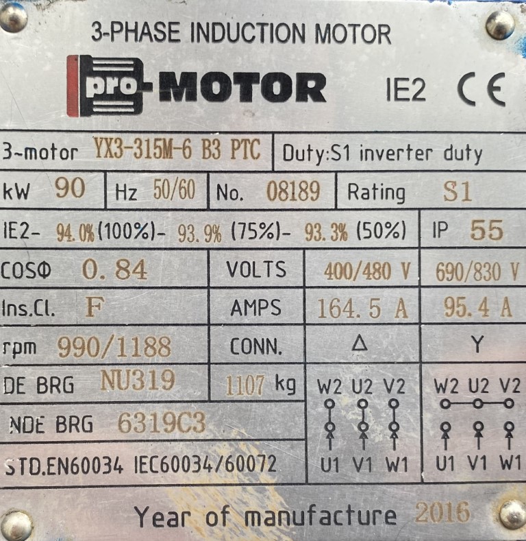 silnik elektryczny 90kW 990obr. 3fazowy IE2 - zdjęcie 2