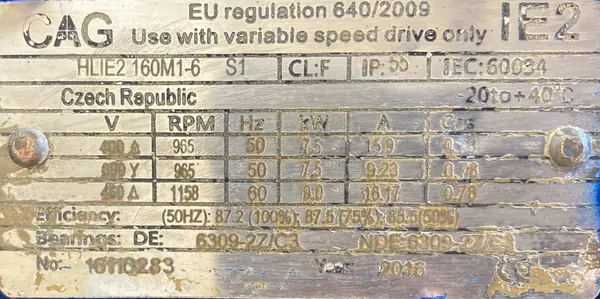 Silnik elektryczny 7,5kW 965obr. 3fazowy IE2 - zdjęcie 2