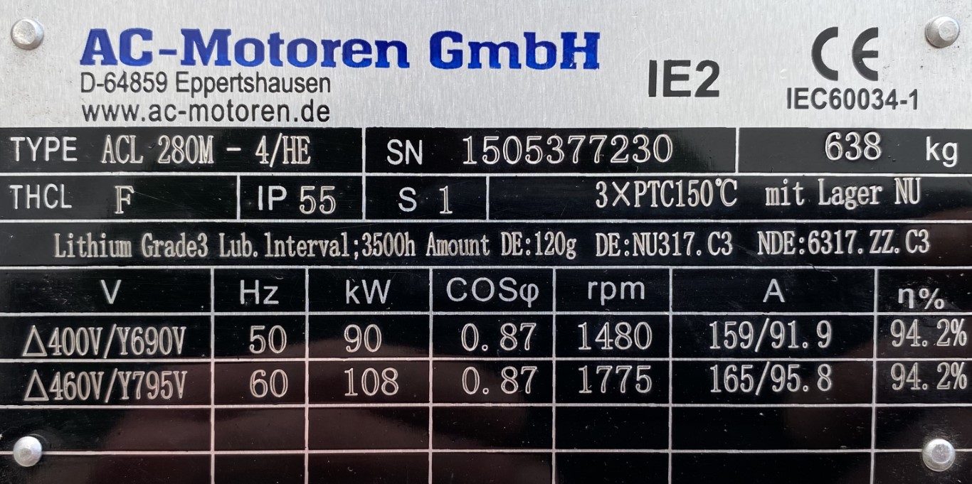 silnik elektryczny 90kW 1480obr. 3fazowy 280B3 IE2 - zdjęcie 2