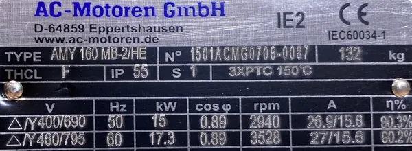 Silnik elektryczny 15kW 2940obr. 3fazowy 160B3 IE2 - zdjęcie 2