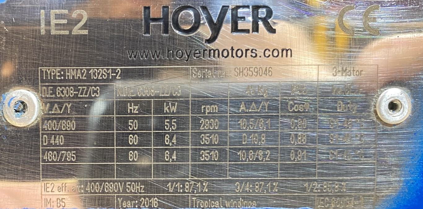 silnik elektryczny 5,5kW 2930obr. 3fazowy IE2 - zdjęcie 2