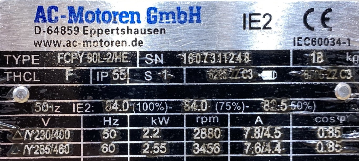 silnik elektryczny 2,2kW 2880obr. 3fazowy 90B35 IE2 - zdjęcie 2