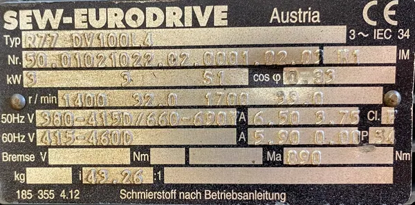 Motoreduktor / przekładnia 3kW 32obr. SEW - zdjęcie 2