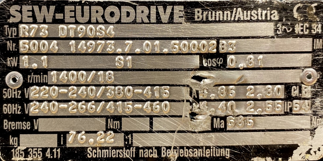 motoreduktor / przekładnia 1,1kW 18obr. 3fazowy SEW - zdjęcie 2