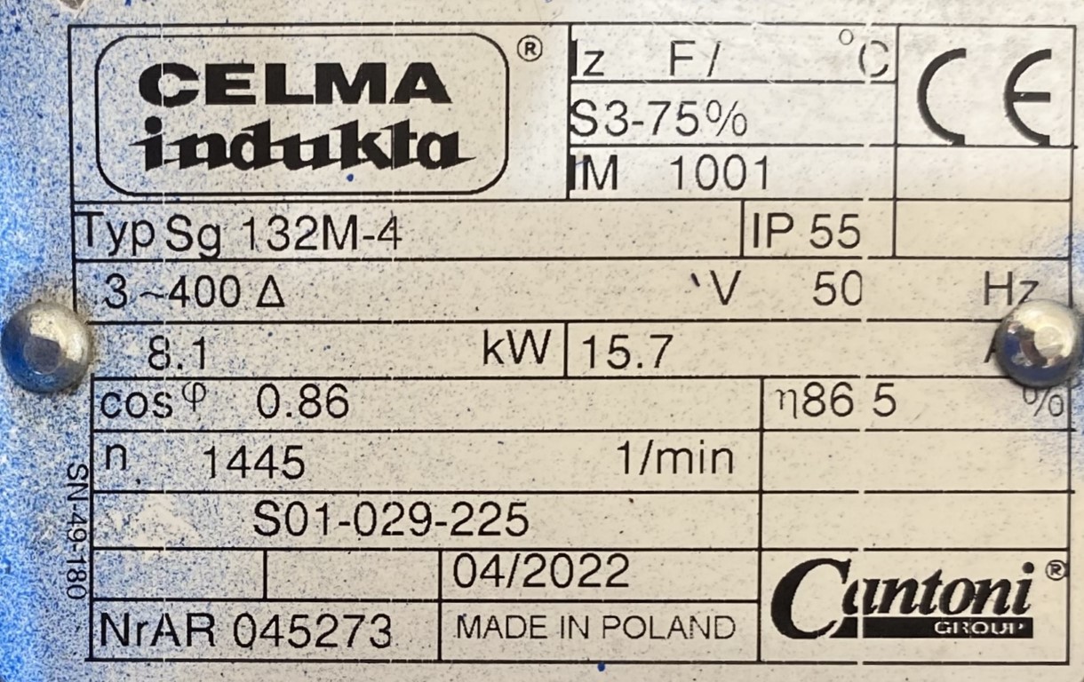 silnik elektryczny 8,1kW 1445obr. 3fazowy INDUKTA - zdjęcie 2