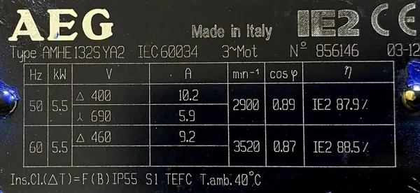Silnik elektryczny 5,5kW 2900obr. 3fazowy IE2 - zdjęcie 2