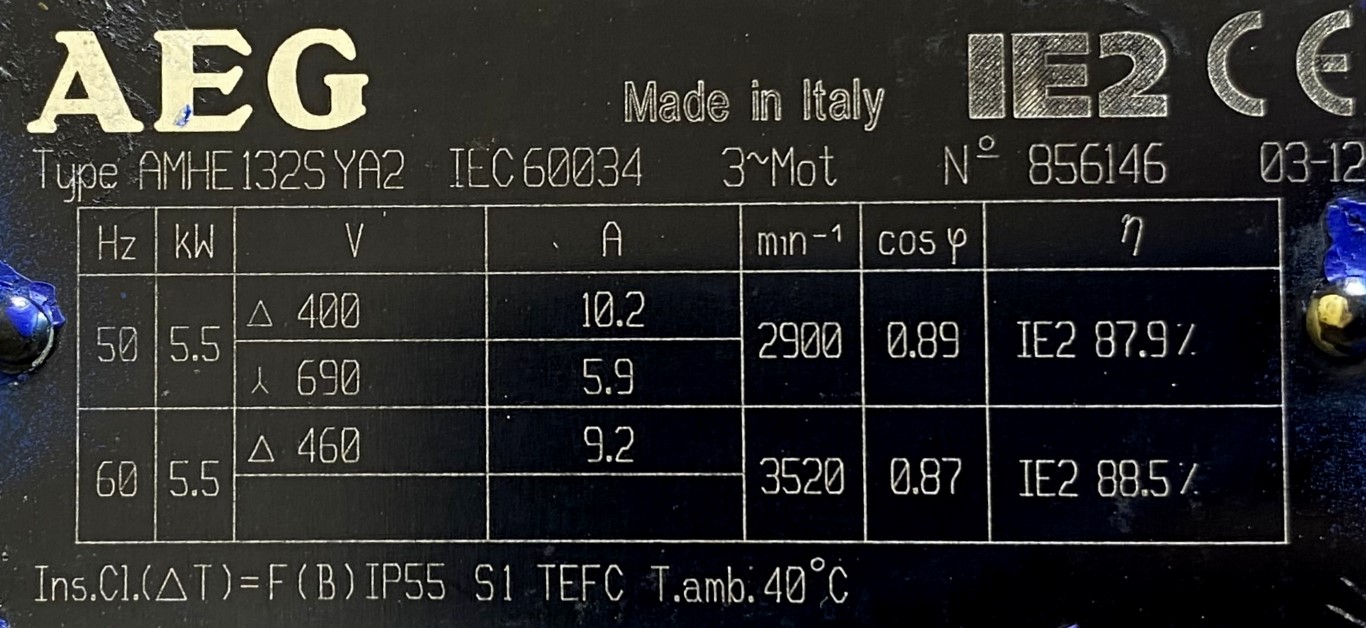 silnik elektryczny 5,5kW 2900obr. 3fazowy IE2 - zdjęcie 2