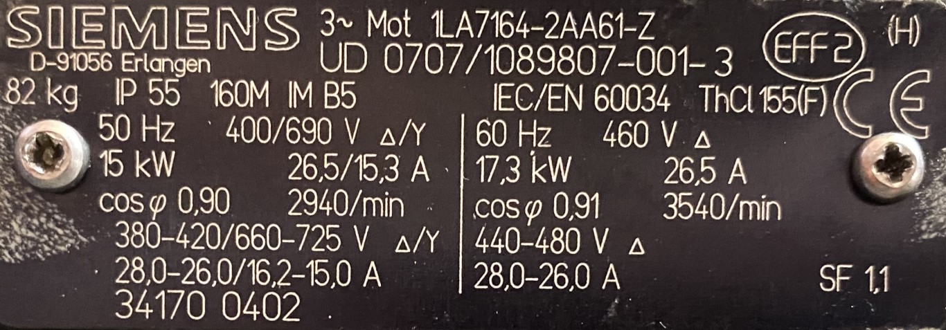 silnik elektryczny 15kW 2940obr. 3fazowy SIEMENS - zdjęcie 2
