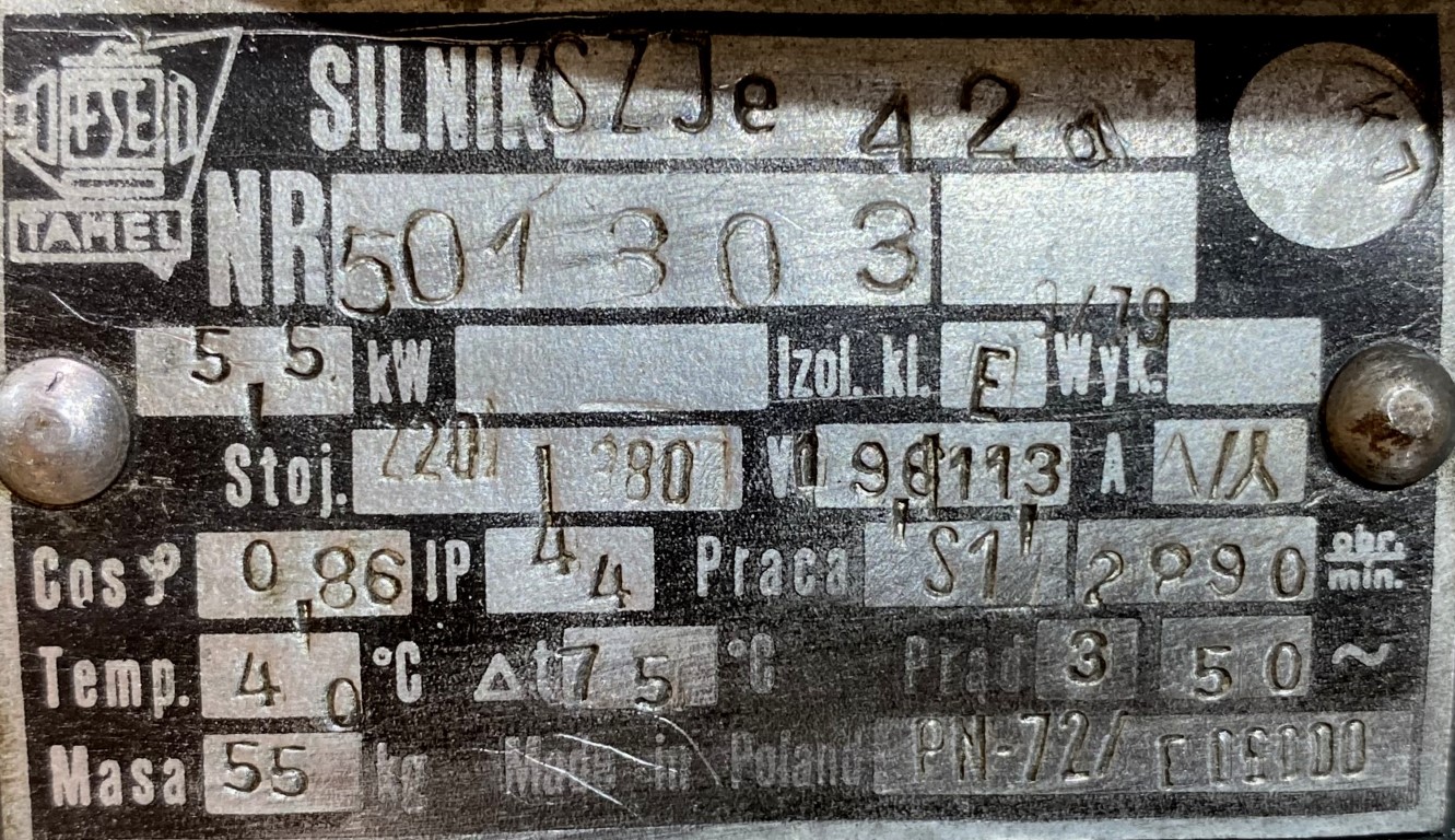 silnik elektryczny 5,5kW 2890obr. 3fazowy Tamel SZJe 42a - zdjęcie 2