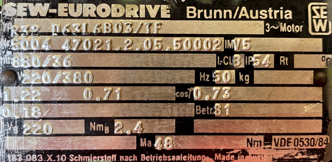 motoreduktor / przekładnia 0,18kW 36obr. 3fazowy HAMULEC SEW - zdjęcie 2