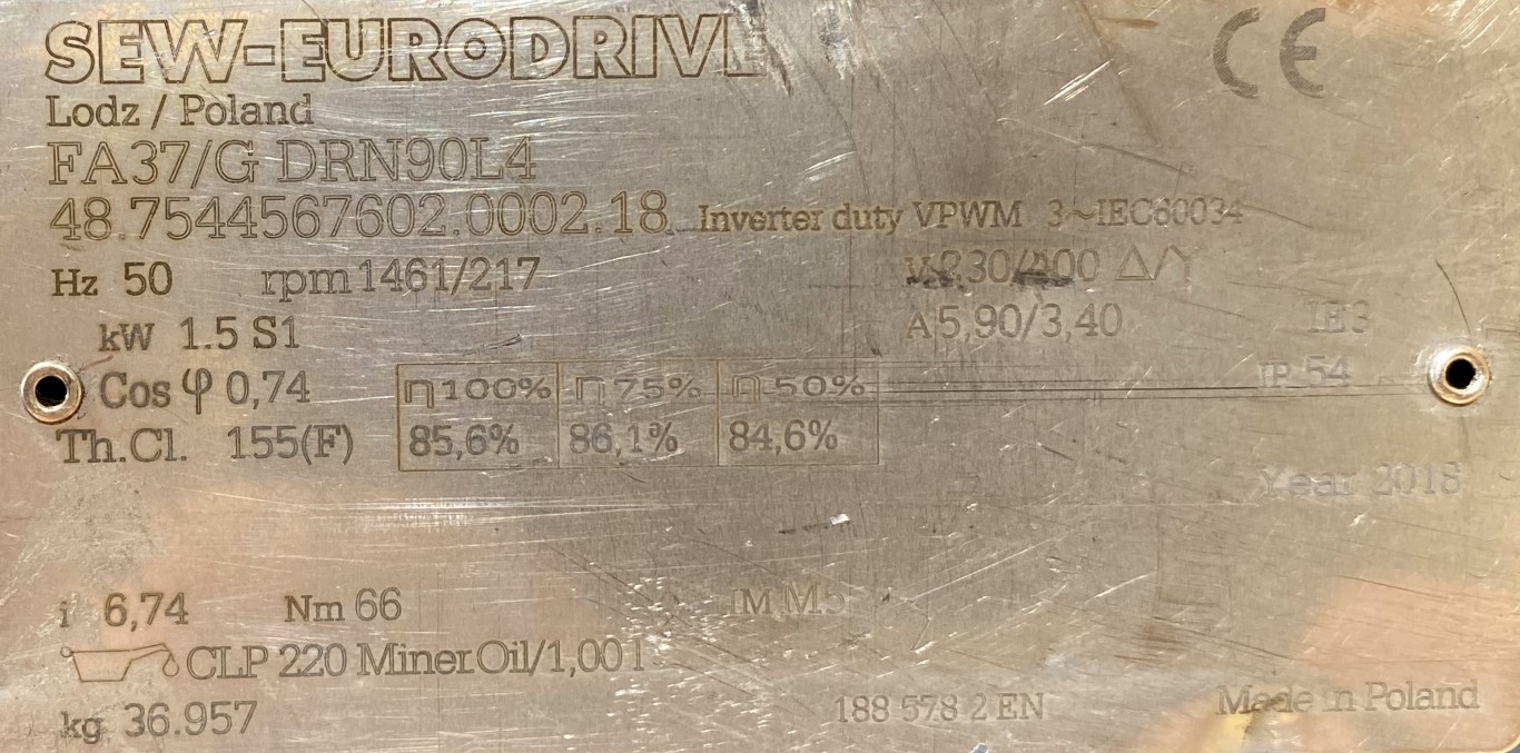 motoreduktor / przekładnia 1,5kW 217obr. SEW - zdjęcie 2