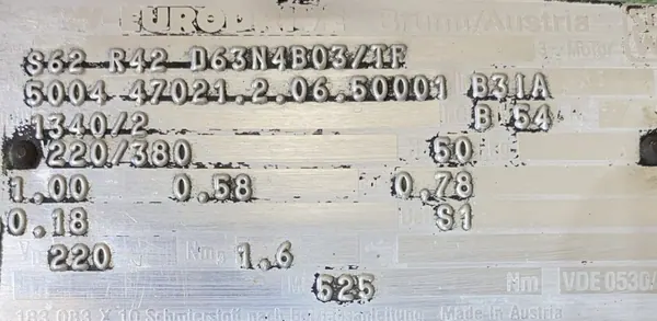 Motoreduktor / przekładnia 0,18kW 2obr. 3fazowy HAMULEC SEW - zdjęcie 2