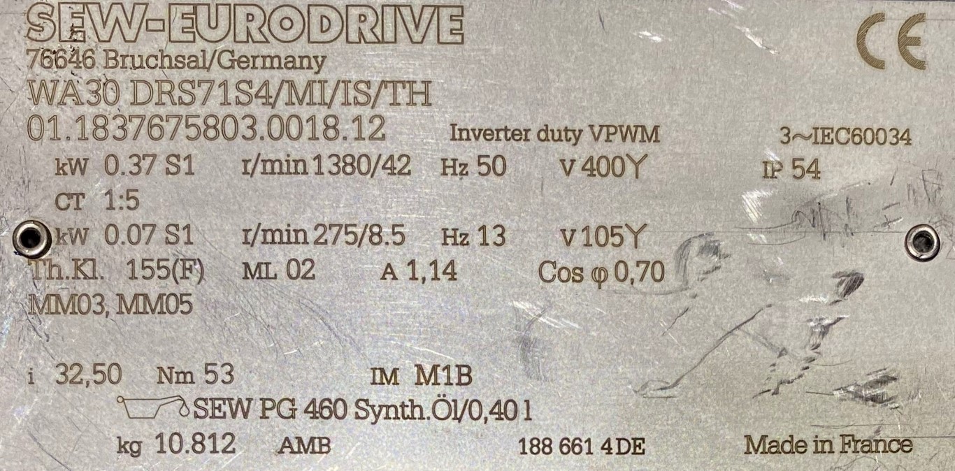 motoreduktor / przekładnia 0,37kW 42obr. 3fazowy SEW (wał) - zdjęcie 2