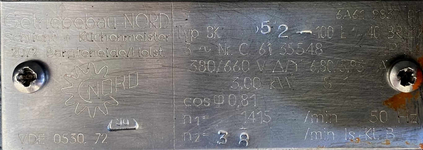 motoreduktor / przekładnia 3kW 38obr. HAMULEC NORD - zdjęcie 2