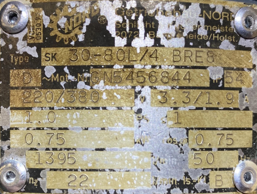 motoreduktor / przekładnia 0,75kW 22obr. 3fazowy HAMULEC NORD - zdjęcie 2