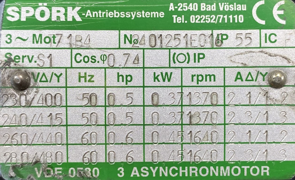 motoreduktor / przekładnia 0,37kW 174obr. 3fazowy - zdjęcie 2