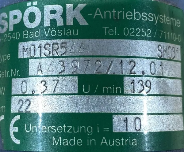 Motoreduktor / przekładnia 0,37kW 139obr. 3fazowy - zdjęcie 2