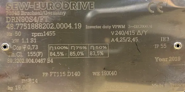 Silnik elektryczny 1,1kW 1455obr. 3fazowy SEW IE3 - zdjęcie 2