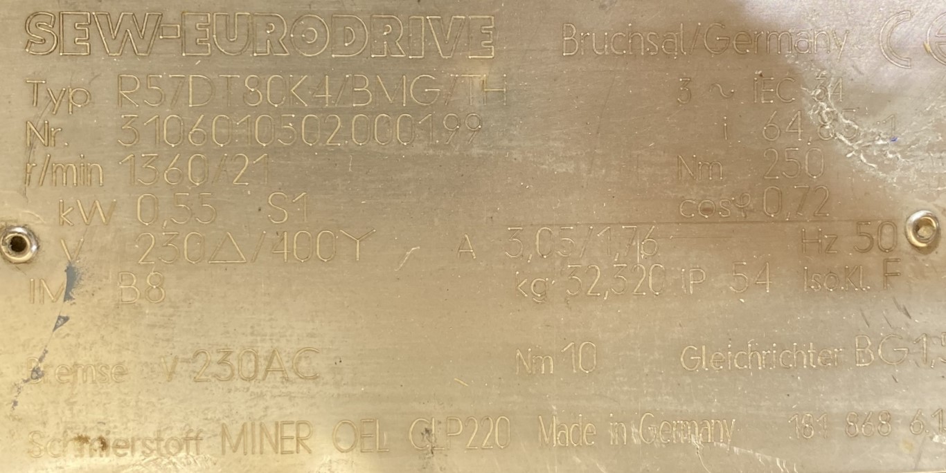 motoreduktor / przekładnia 0,55kW 21obr. 3fazowy HAMULEC SEW - zdjęcie 2