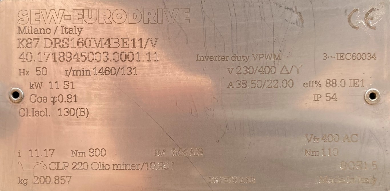 motoreduktor / przekładnia 11kW 131obr. HAMULEC OBCE CHŁODZENIE SEW - zdjęcie 3