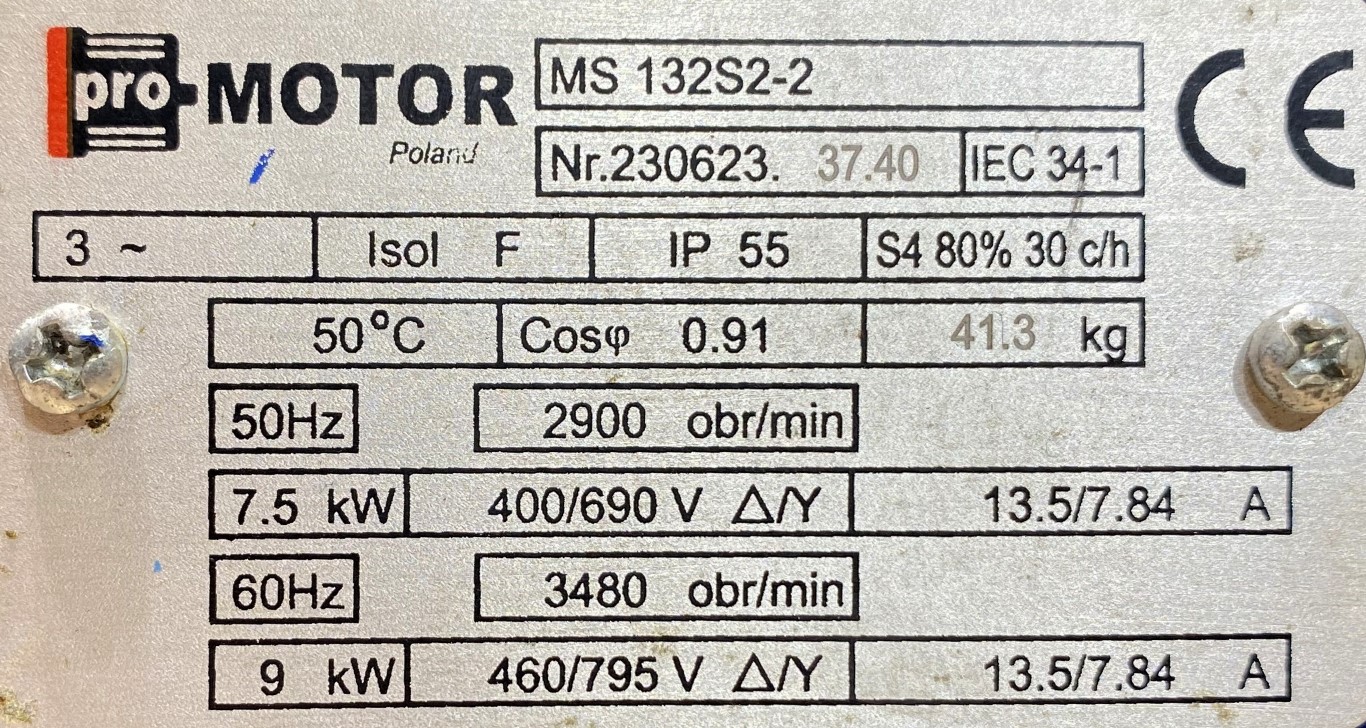 silnik elektryczny 7,5kW 2900obr. 3fazowy MS U - zdjęcie 2