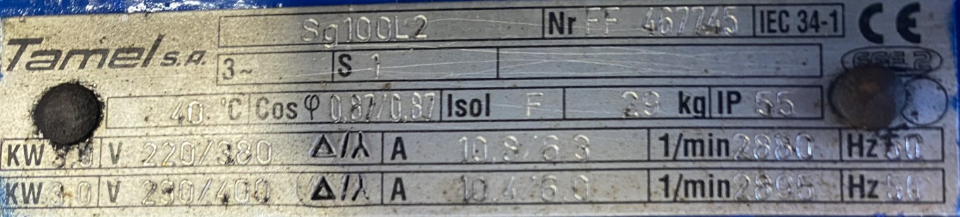 silnik elektryczny 3kW 2895obr. 3fazowy Tamel - zdjęcie 2