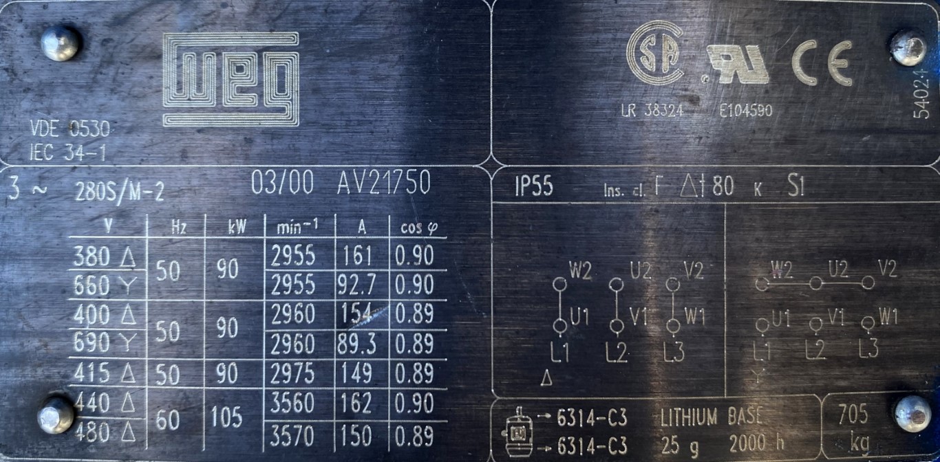 Silnik elektryczny 90kW 2960obr. 3fazowy WEG - zdjęcie 2