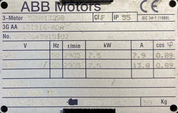 Silnik elektryczny 7,5kW 2905obr. 3fazowy ABB - zdjęcie 2