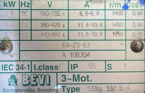 Silnik elektryczny 5,5kW 1450obr. 3fazowy B5 - zdjęcie 2
