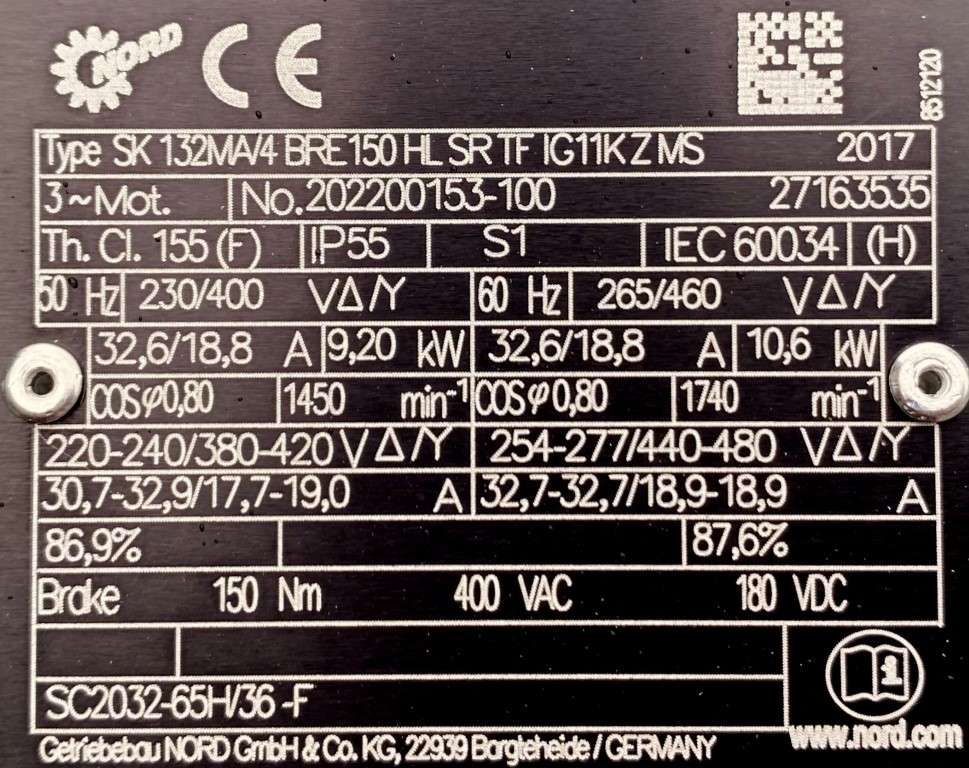 motoreduktor / przekładnia 9,2kW 46obr. HAMULEC NORD - zdjęcie 2