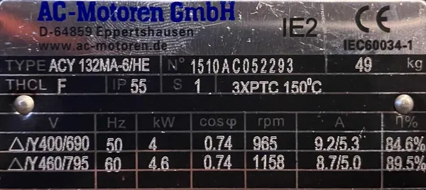 Silnik elektryczny 4kW 965obr. 3fazowy 132B3 IE2 - zdjęcie 2