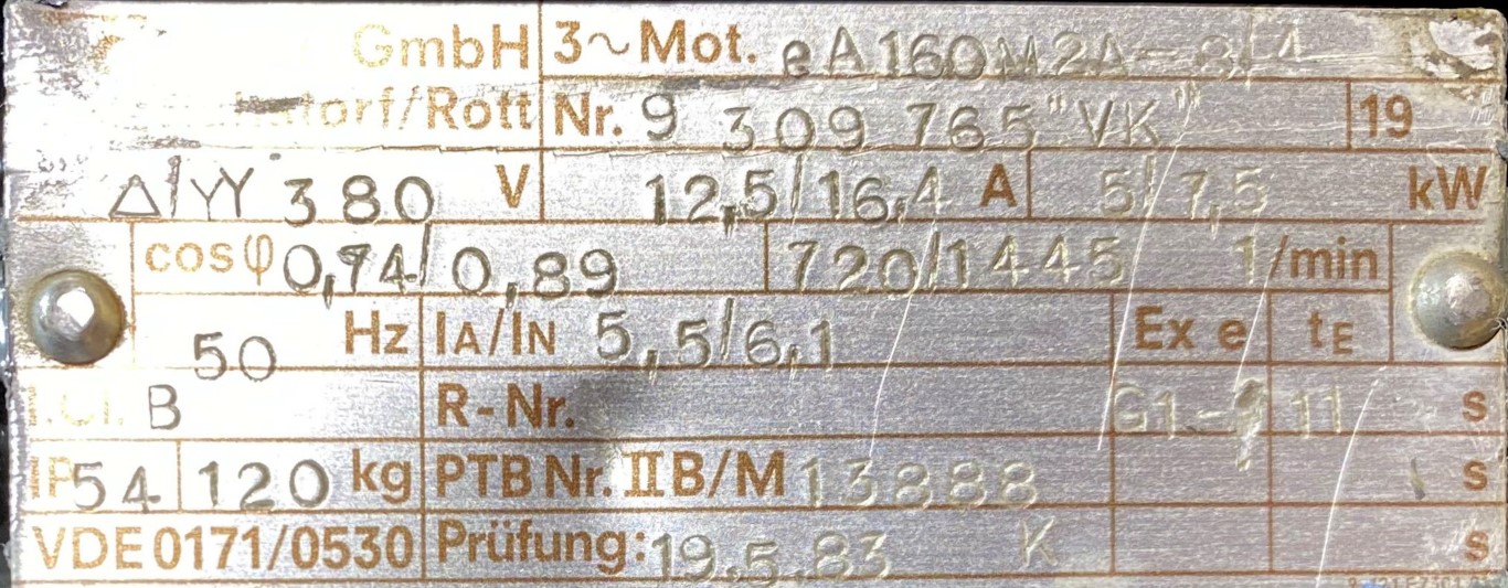 silnik elektryczny dwubiegowy 5/7,5kW 720/1445obr. - zdjęcie 2