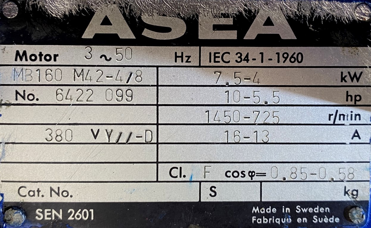 silnik elektryczny dwubiegowy 7,5/4kW 1450/725obr. HAMULEC - zdjęcie 2