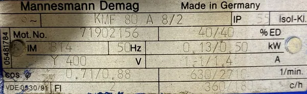 Silnik elektryczny dwubiegowy 0,13/0,5kW 630/2710obr. HAMULEC - zdjęcie 2
